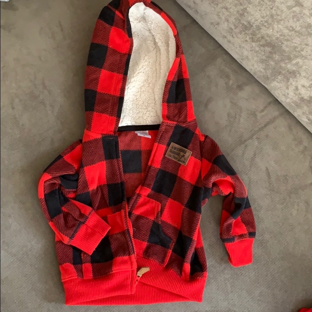 Carters 6 Month zip up fleece buffalo plaid jacket